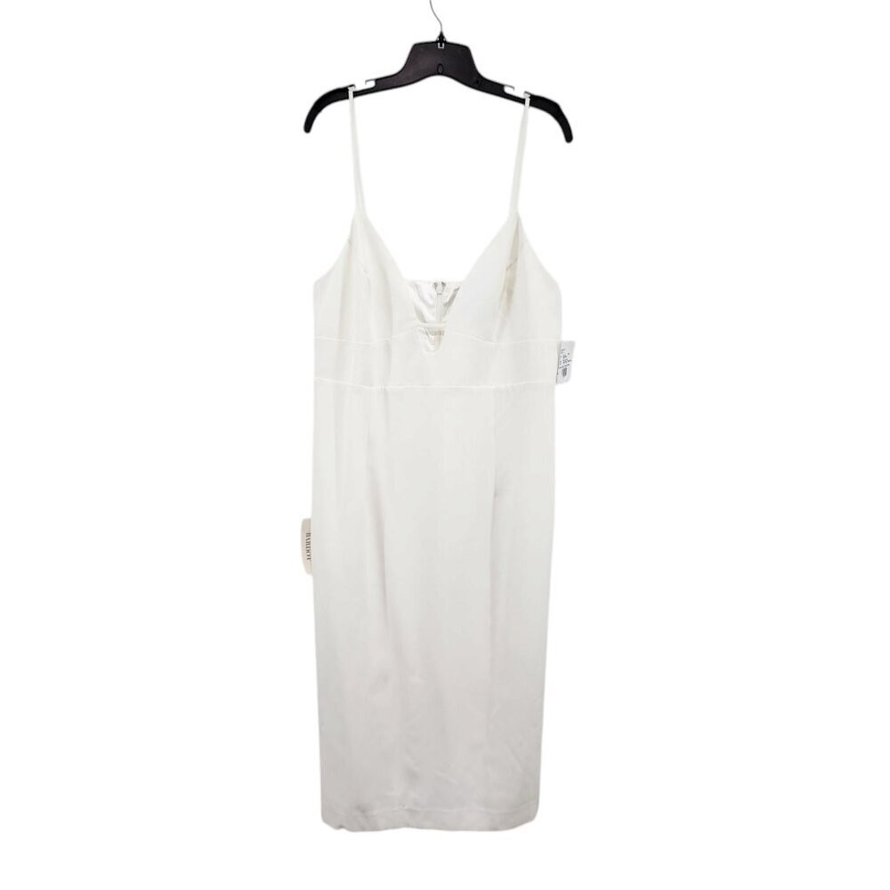 Bardot Women's White Crepe Cutout Front Strap Midi Dress Sz XL